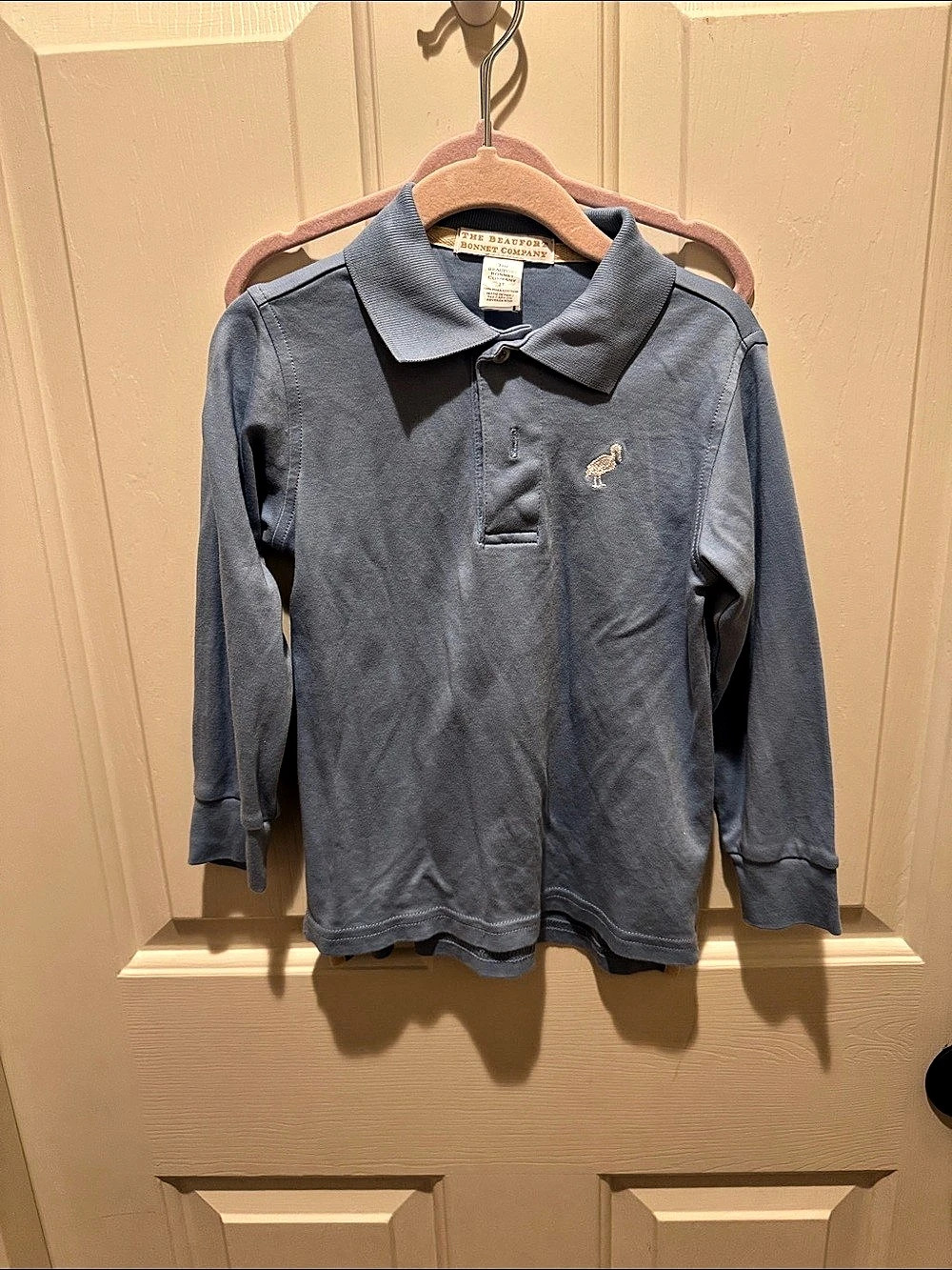 The Beaufort Bonnet Company Long Sleeve Prim & Proper Polo Blue Boys 3T